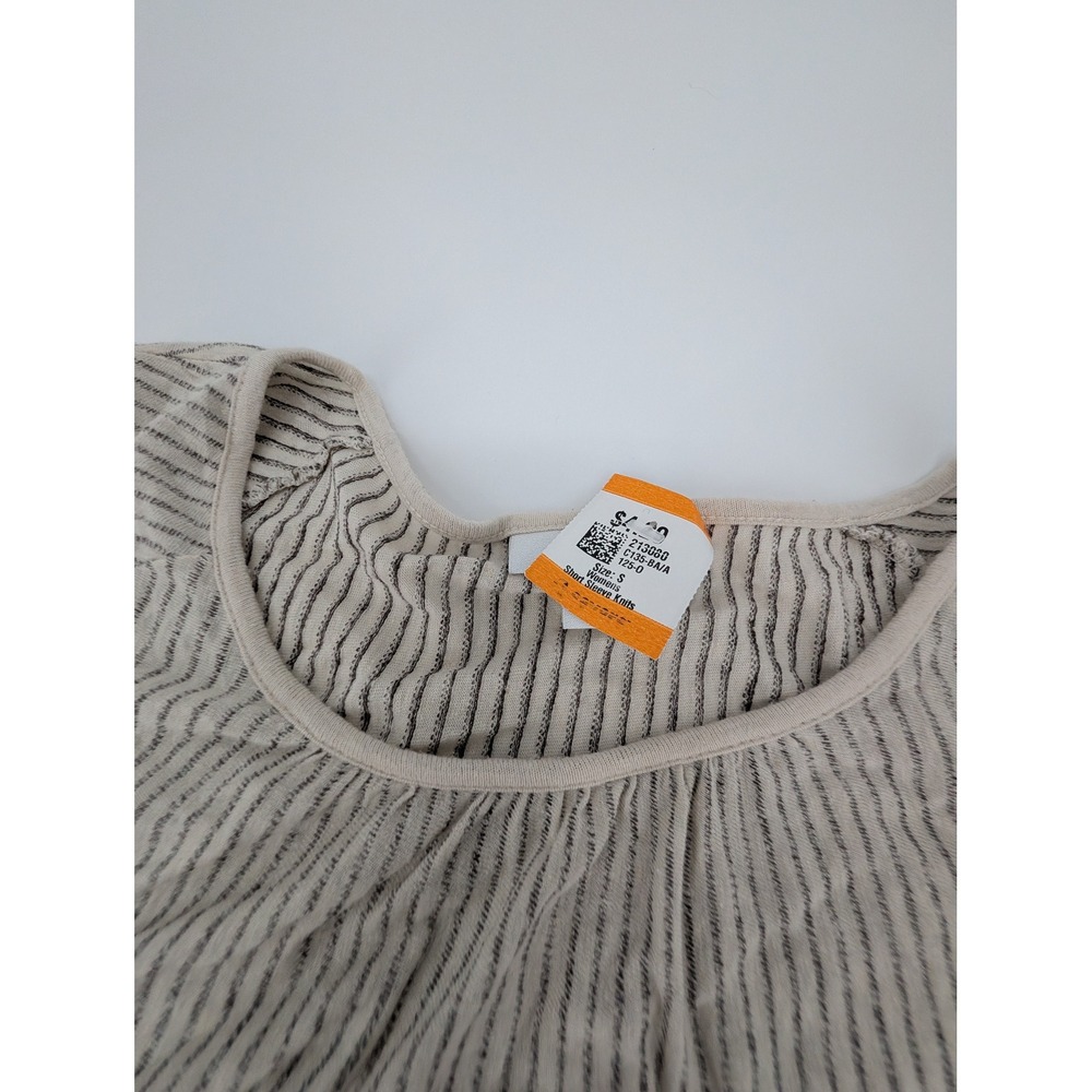 Pure Jill J. Jill Linen Blend Striped Knit Top Neutral Coastal Size S Petite - Picture 7 of 7